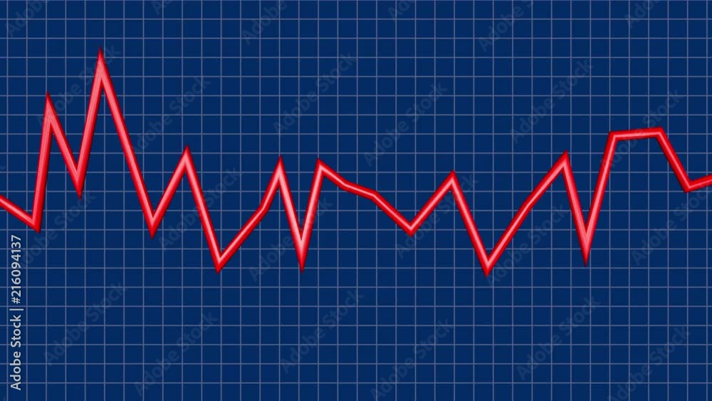 Flunctuating Line Graph Line Graph with fluctuations. 3d animation. Jagged fluctuating slope ...