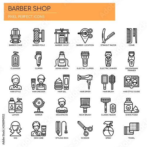 Barber Shop , Thin Line and Pixel Perfect Icons