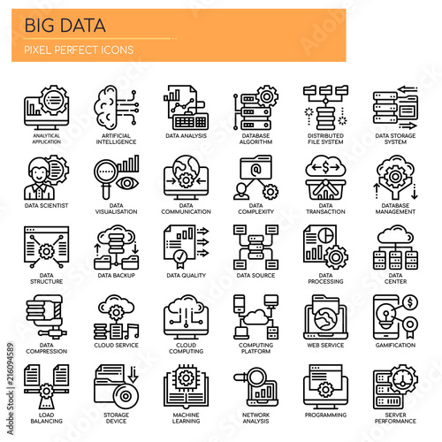 Big Data , Thin Line and Pixel Perfect Icons