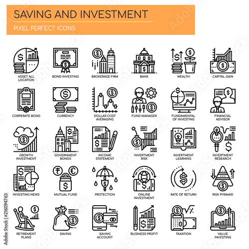 Saving and Investment , Thin Line and Pixel Perfect Icons