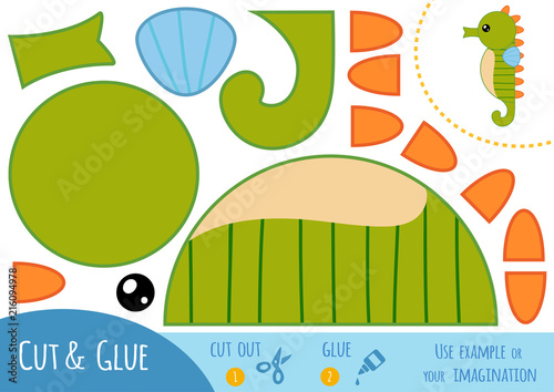 Education paper game for children, Sea horse