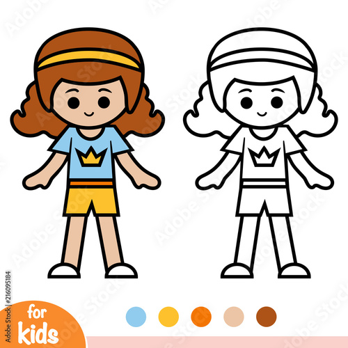 Coloring book, Sporty schoolgirl