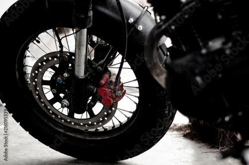Front wheel with brake of motorcycle