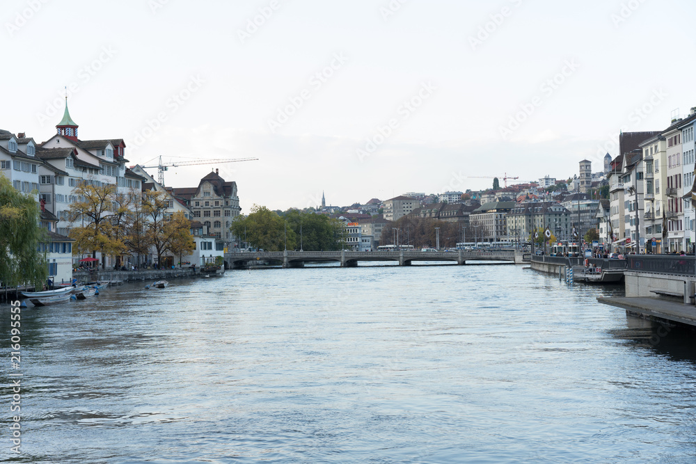 Obraz premium Zurich City center with limmat river view