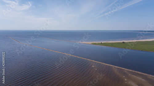 Fototapeta Naklejka Na Ścianę i Meble -  Parnu Estonia  Baltic Sea Seaside Aerial drone top view