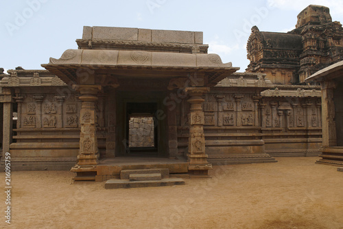 View of the side, north, porch of the ardhamandapa as seen from the northern entrance to the temple complex, Hazara Rama Temple photo