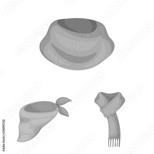 Scarf and Shawl monochrome icons in set collection for design.Clothes and Accessory vector symbol stock web illustration.