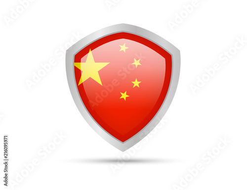 Free Download Metal shield with China flag on white background. Vector illustration. - GFXLoad