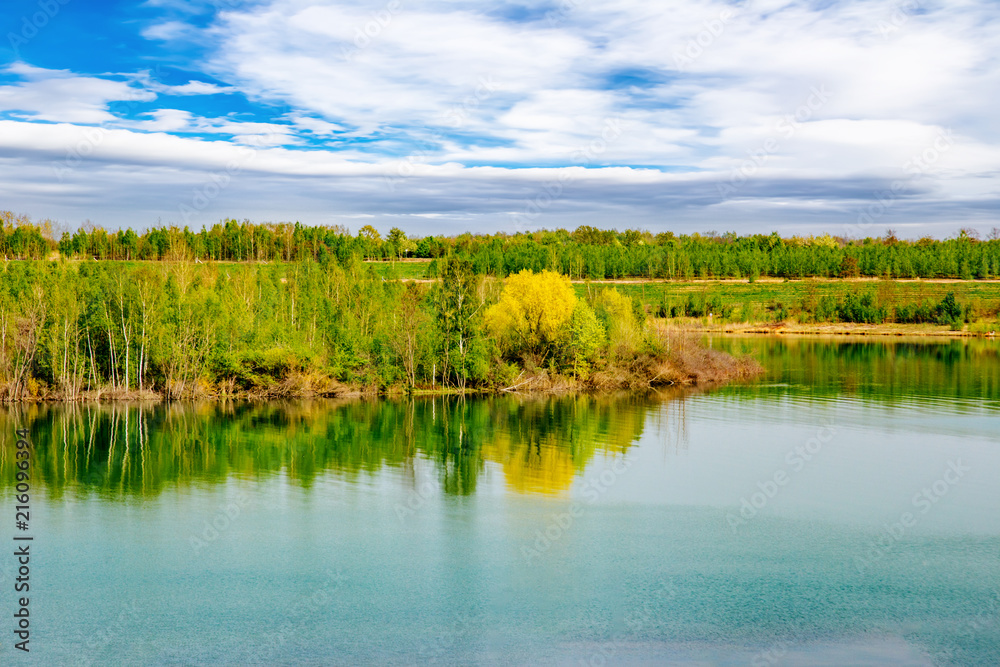Idyllic lake with trees
