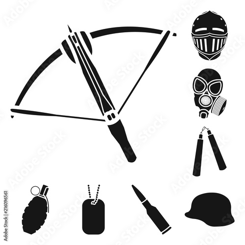 Types of weapons black icons in set collection for design.Firearms and bladed weapons vector symbol stock web illustration.