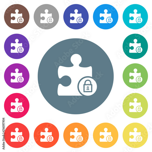 Lock plugin flat white icons on round color backgrounds