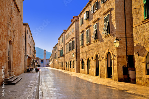 Famous Stradun street in Dubrovnik morning view photo