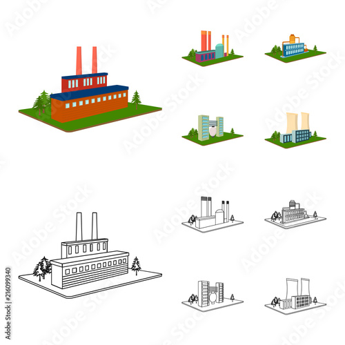 Processing factory,metallurgical plant. Factory and industry set collection icons in cartoon,outline style isometric vector symbol stock illustration web.