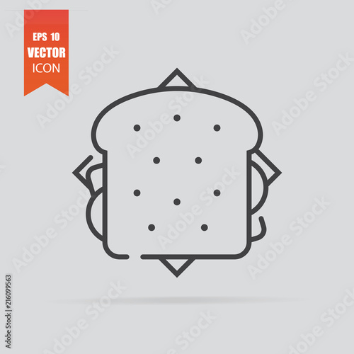 Sandwich icon in flat style isolated on grey background.