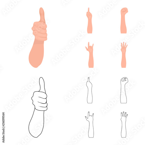 Sign Language cartoon,outline icons in set collection for design.Emotional part of communication vector symbol stock web illustration.