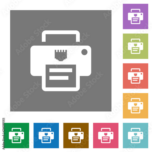 IP printer square flat icons