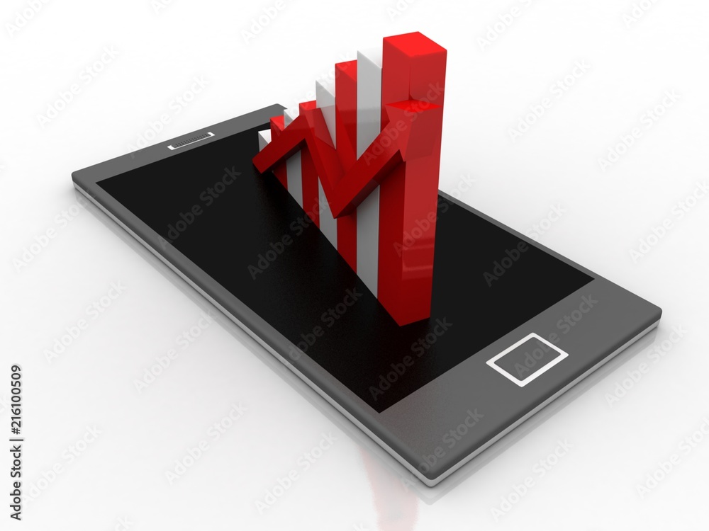 3d rendering Stock market online business concept. business Graph on mobile 3d rendering Stock market online business concept. business Graph on mobile