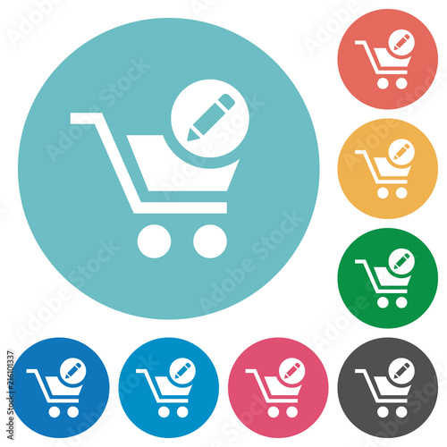 Edit cart items flat round icons