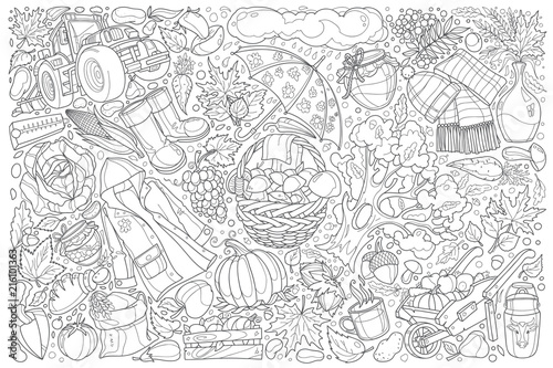 Autumn doodle set vector illustration background