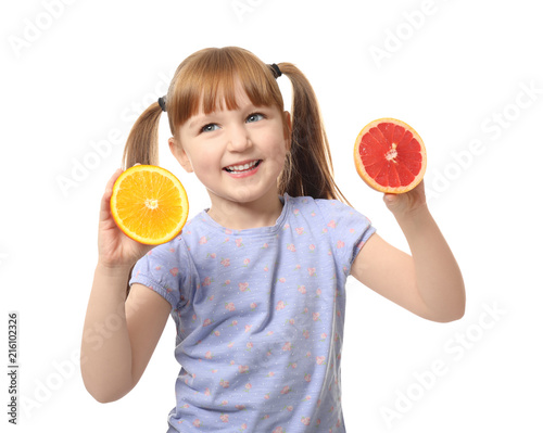 Cute little girl with citru...
