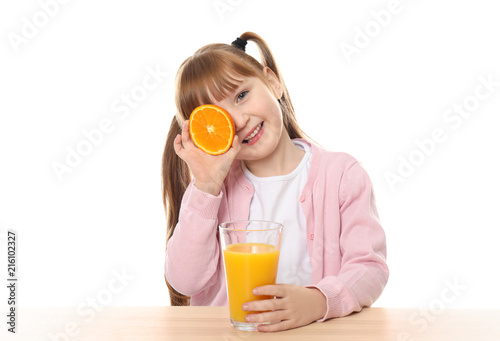 Cute little girl with citru...