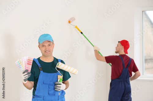 Male painter in uniform wit...