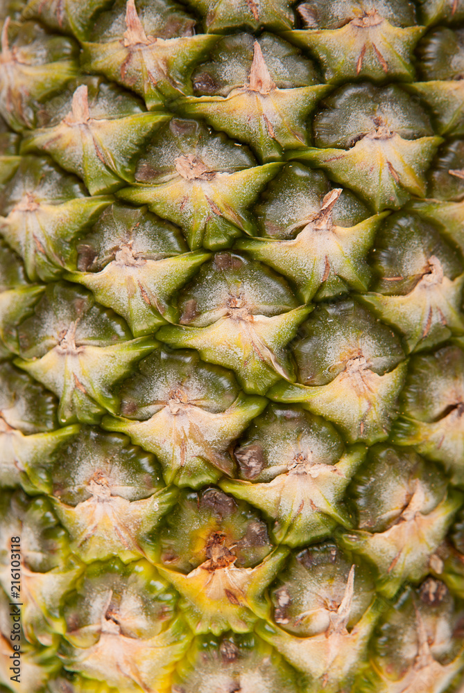 Close up texture of pineapple exotic fruit