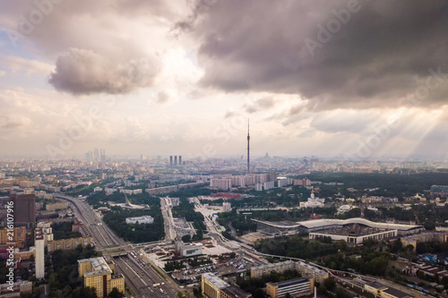 Top view of the city of Moscow