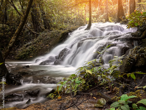 Beautiful waterfall in tropical forest at National Park