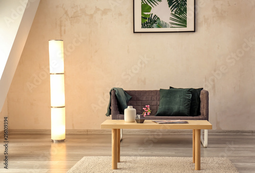 Minimalistic room interior ...
