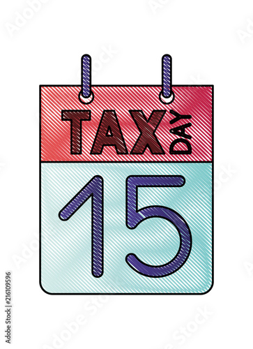 calendar reminder with tax day vector illustration design