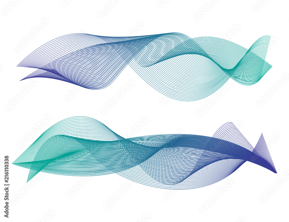 Set of abstract geometric dynamic sea wave. Creative line art. Design elements created using the Blend Tool. Set of abstract geometric dynamic sea wave. Creative line art. Design elements created using the Blend Tool.