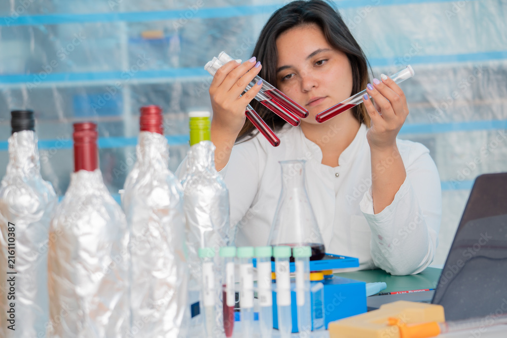 bottle of wine in the quality control laboratory bottle of wine in the quality control laboratory