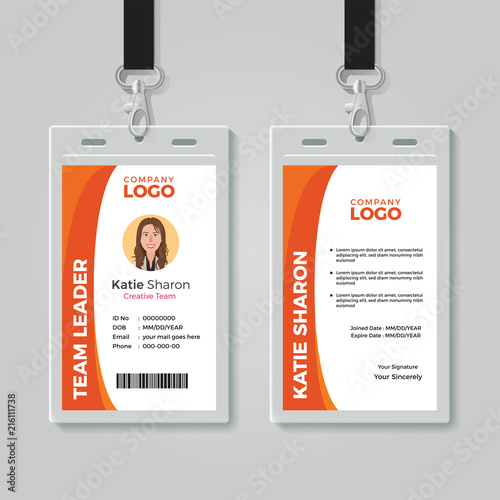 Orange and White Corporate ID Card Template