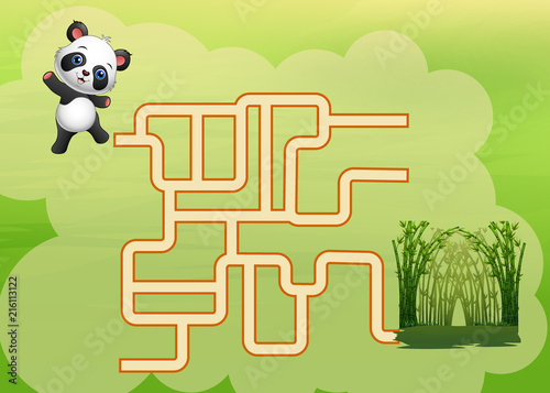 Fototapeta Naklejka Na Ścianę i Meble -  Game panda maze find their way to the bamboo forest