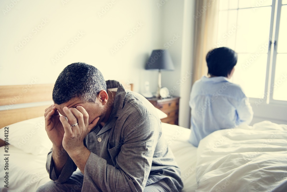 Unhappy married couple not talking to one another Unhappy married couple not talking to one another
