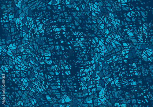 Seamless pattern with blue and white chaos mosaic