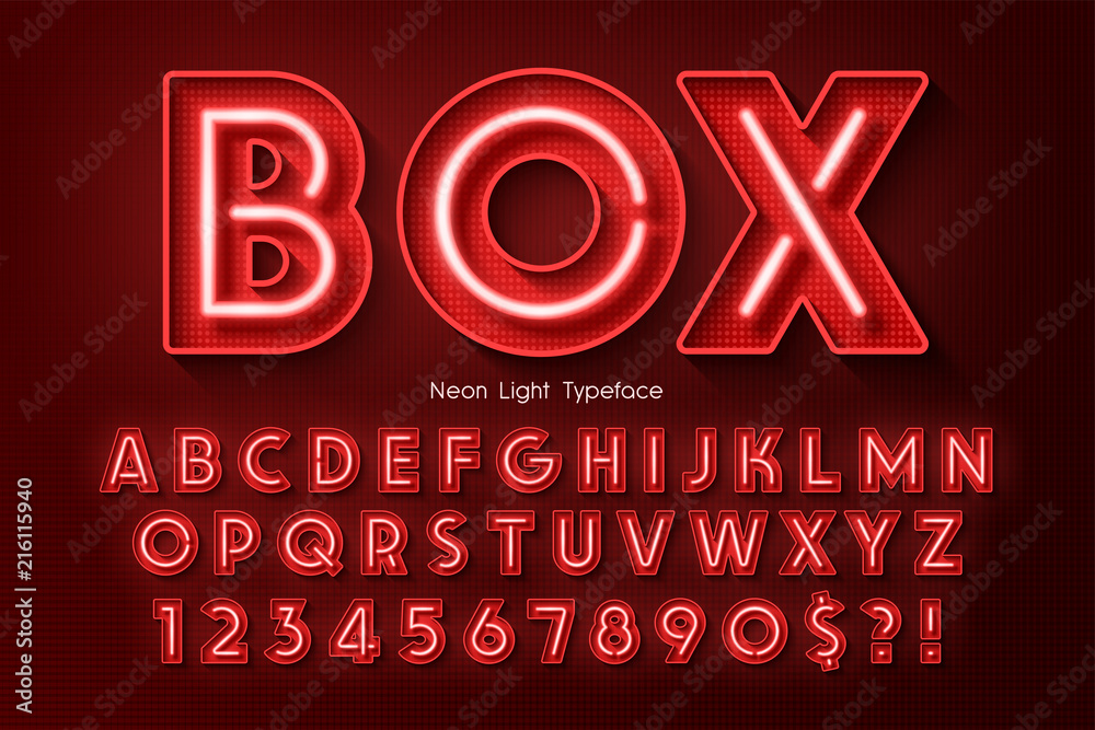 Neon light 3d alphabet, extra glowing font. - obrazy, fototapety, plakaty 