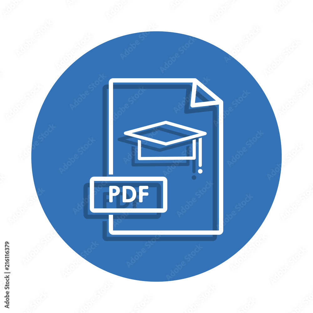 Document PDF icon. Element of education for mobile concept and web apps icon. Thin line icon with shadow in badge for website design and development, app development Document PDF icon. Element of education for mobile concept and web apps icon. Thin line icon with shadow in badge for website design and development, app development