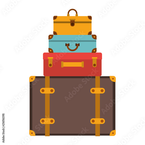 suitcases bags pile isolated icon vector illustration design