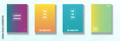 Minimal Covers, Vector Hipster Abstract Brands Design. Magenta, Cyan, Yellow Corporate Identity Blend Tech Halftones. Business Minimal Covers, Cool Retro Ad Music Party Poster Bright Gradient Stripes.