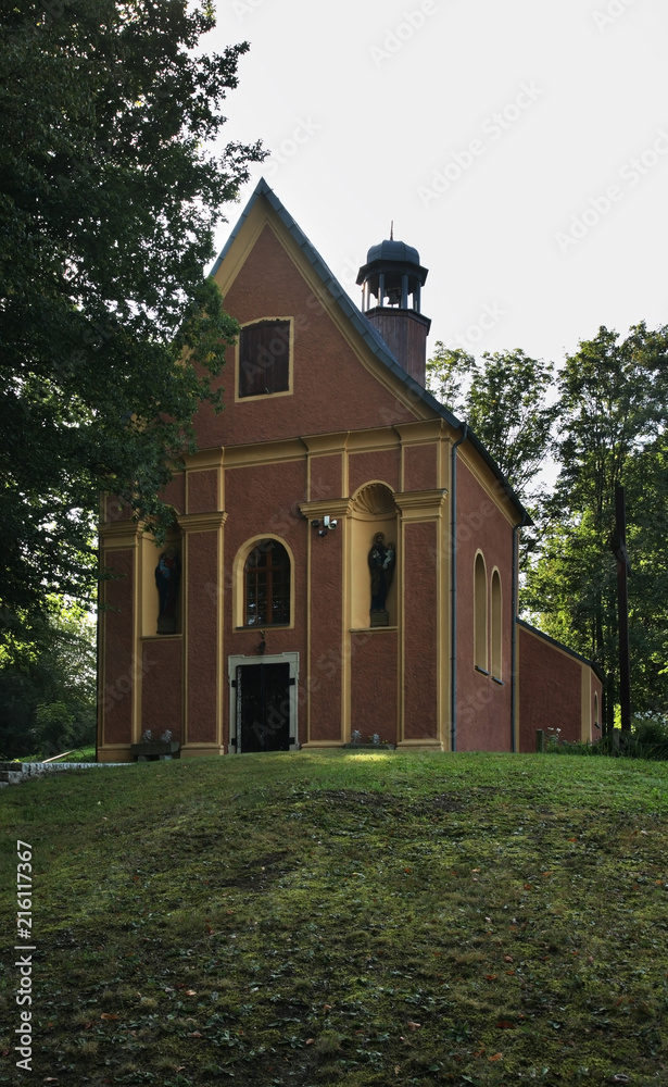 Church of Holy Trinity at Mountain park in Kudowa-Zdroj. Poland Church of Holy Trinity at Mountain park in Kudowa-Zdroj. Poland