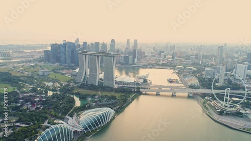 Fly over singapore landmark 4k video