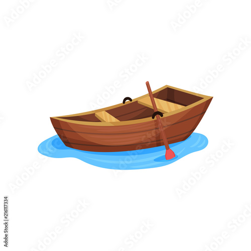 Wooden fishing boat vector Illustration on a white background