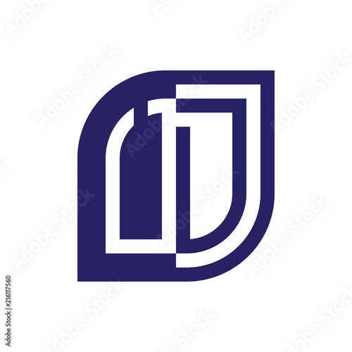 UD initial letter emblem logo negative space