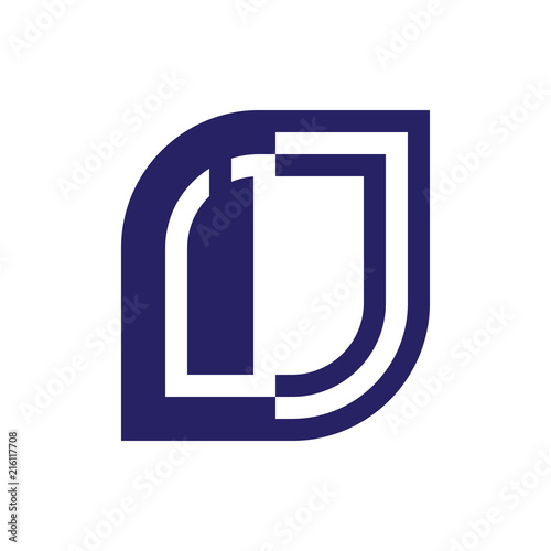 UJ initial letter emblem logo negative space