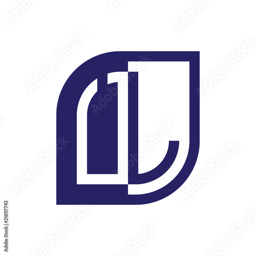 UL initial letter emblem logo negative space