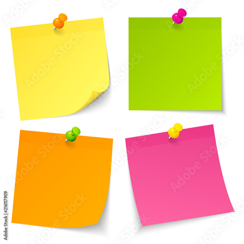 Colored Stick Notes Colored Pins Mix