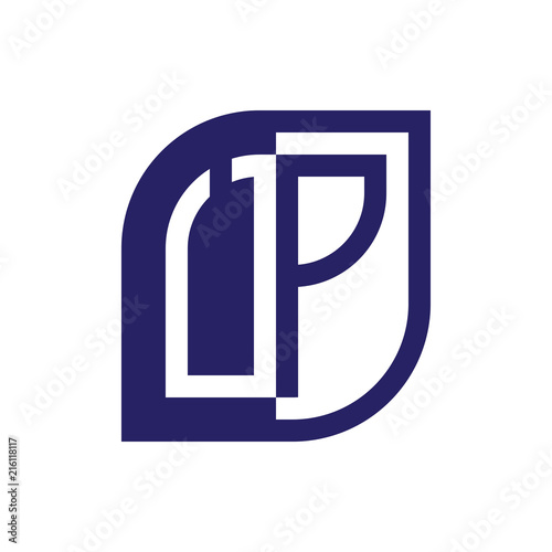 UP initial letter emblem logo negative space