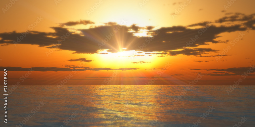 Naklejka premium sunset in sea clouds